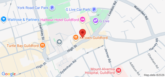 Map showing The Sushi Co - Guildford in Guildford