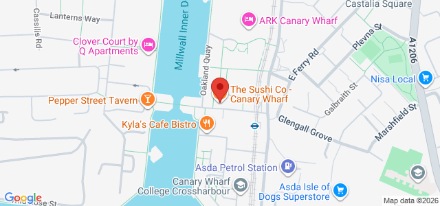 Map showing The Sushi Co - Canary Wharf in London