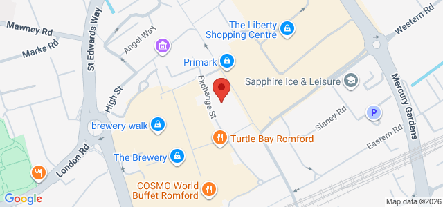Map showing The Sushi Co - Romford in Romford