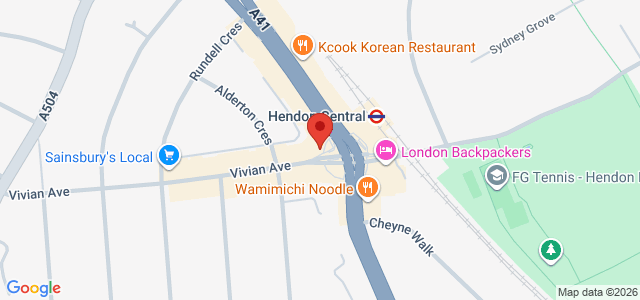 Map showing The Sushi Co - Hendon in London